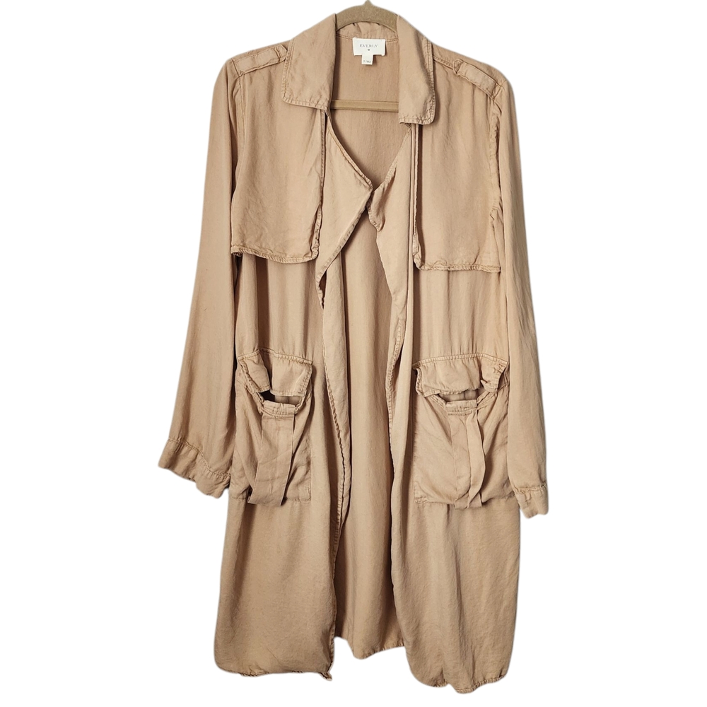EVERLY lyocell latte tan trench coat‎ Jacket light weight size M